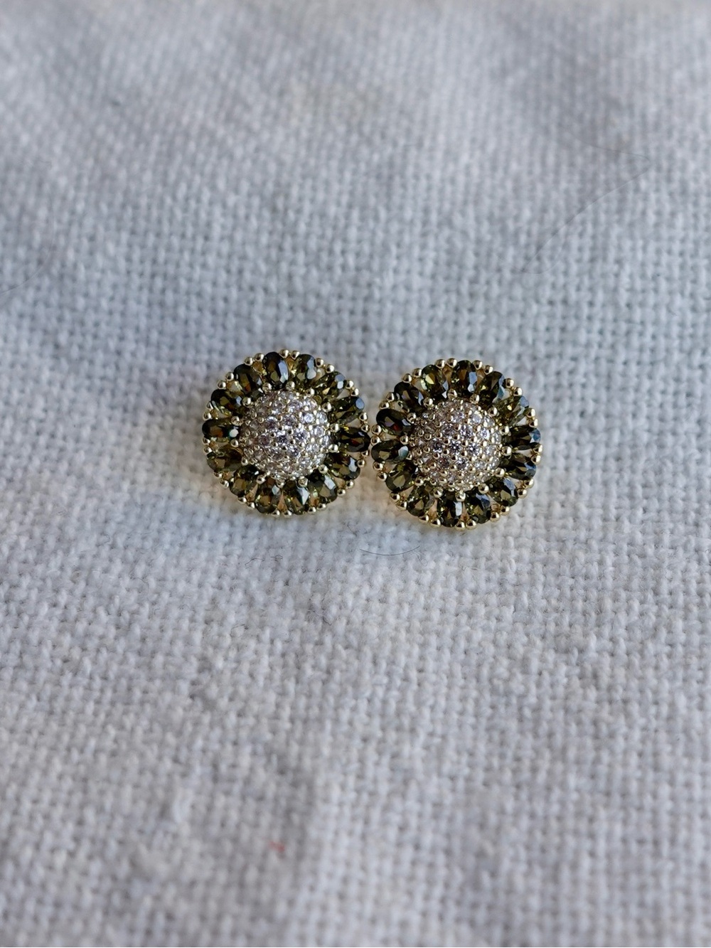 NEW! Gold and Black Pavé Round Stud Earrings - Women Jewelry - Picture 2 of 5